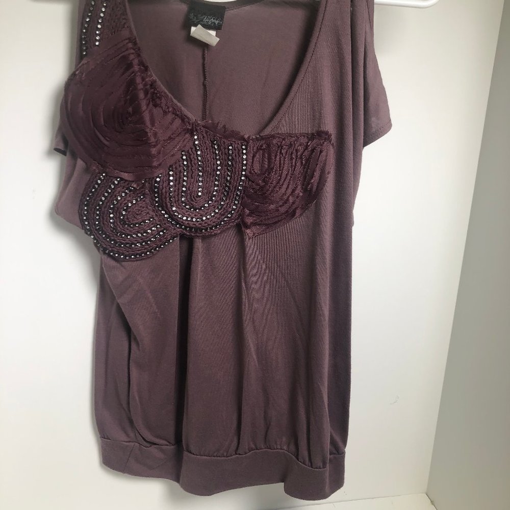 Daytrip purple dress shirt with rhinestones